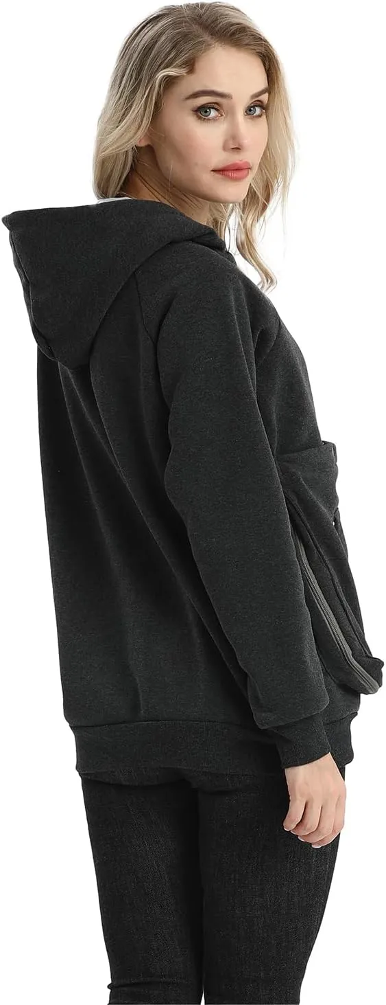 ALYC Cat Dog Carrier Hoodie Large Pet Pouch Sweatshirt Puppy Kitten Holder Pullover Top Kangaroo Hoodies for Women