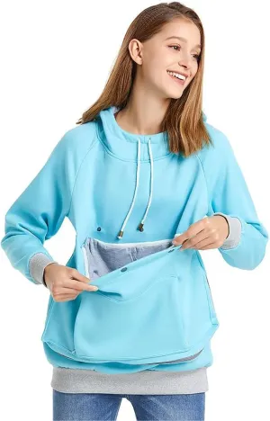 ALYC Cat Dog Carrier Hoodie Large Pet Pouch Sweatshirt Puppy Kitten Holder Pullover Top Kangaroo Hoodies for Women
