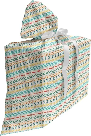 Ambesonne Striped Gift Bag, Cultural Striped Boho Motif Traditional Southwestern First Nations Artisan, Fabric Party Favor Pouch with 3 Ribbons, 27, Multicolor