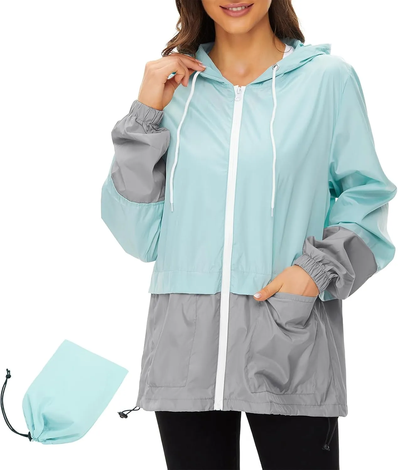American Trends Women Rain Coats Lightweight Waterproof Outdoor Rain Jacket with Hood Packable Raincoats