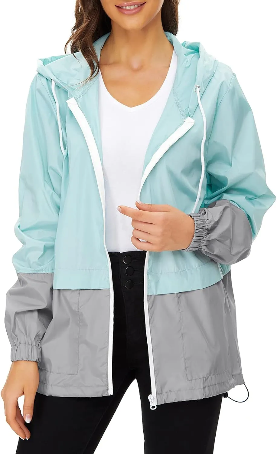 American Trends Women Rain Coats Lightweight Waterproof Outdoor Rain Jacket with Hood Packable Raincoats