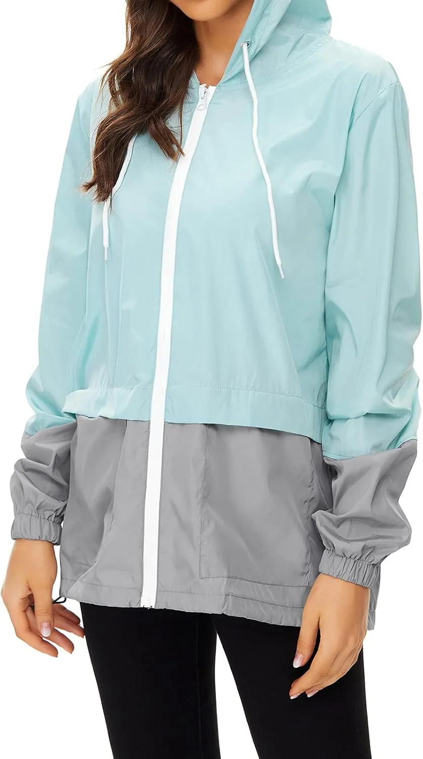 American Trends Women Rain Coats Lightweight Waterproof Outdoor Rain Jacket with Hood Packable Raincoats