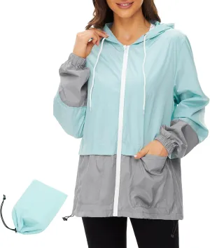 American Trends Women Rain Coats Lightweight Waterproof Outdoor Rain Jacket with Hood Packable Raincoats