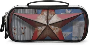 American Wastern Texas Star Leather Makeup Bag Portable Small Cosmetic Organizer Waterproof Toiletry Bags Brushes Pencils And Travel Make Up Accessories