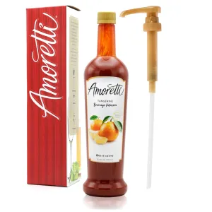 Amoretti - Tangerine Beverage Infusion, 94 Servings Per Bottle (750 ml) - Drink Mix & Water Enhancer with Pump for Flavoring Cocktails, Waters, Teas, and other Beverages, Preservative Free
