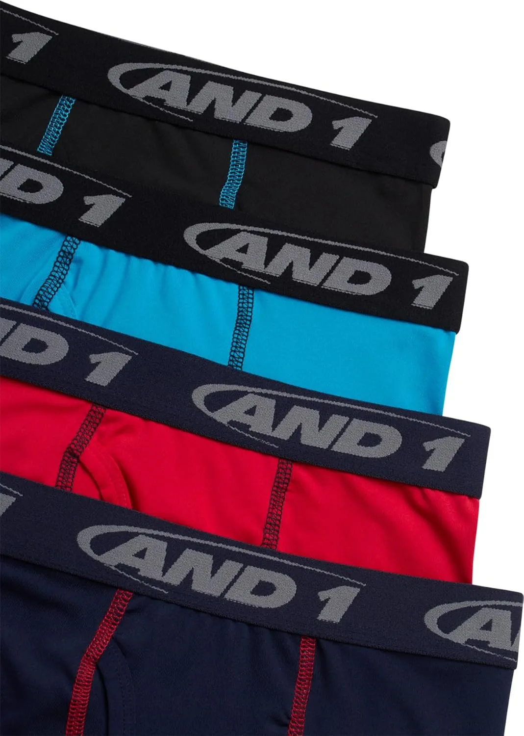 AND1 Boys' Boxer Briefs - 4 Pack Functional Fly Compression Long Leg Boxers - Performance Underwear for Boys (6-18)