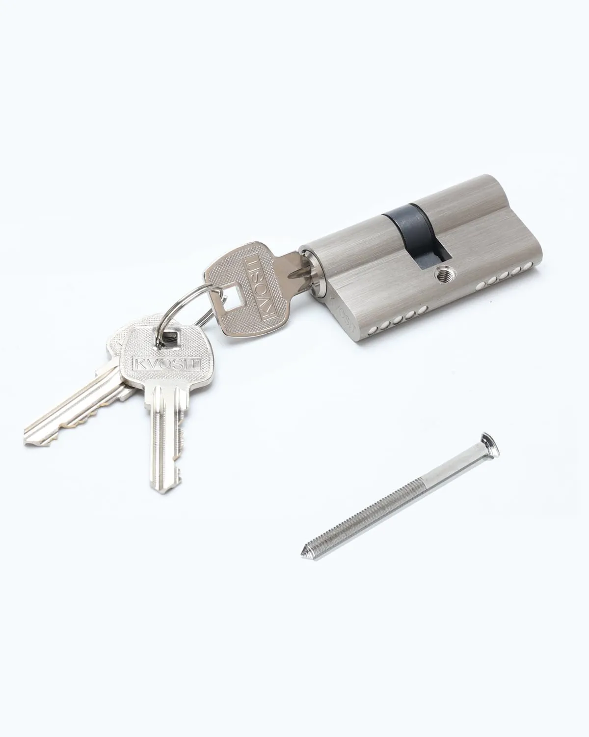 Andersen 60MM Satin Nickel Solid Brass Lock Cylinder with 3 Brass Keys - Storm Door Lock Replacement