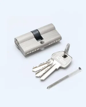 Andersen 60MM Satin Nickel Solid Brass Lock Cylinder with 3 Brass Keys - Storm Door Lock Replacement