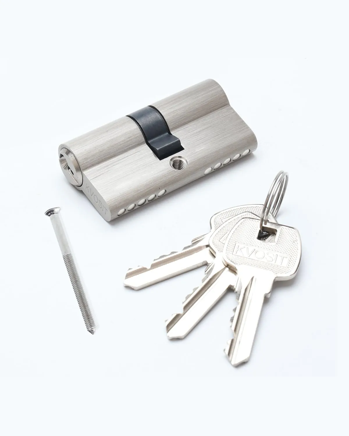 Andersen 60MM Satin Nickel Solid Brass Lock Cylinder with 3 Brass Keys - Storm Door Lock Replacement