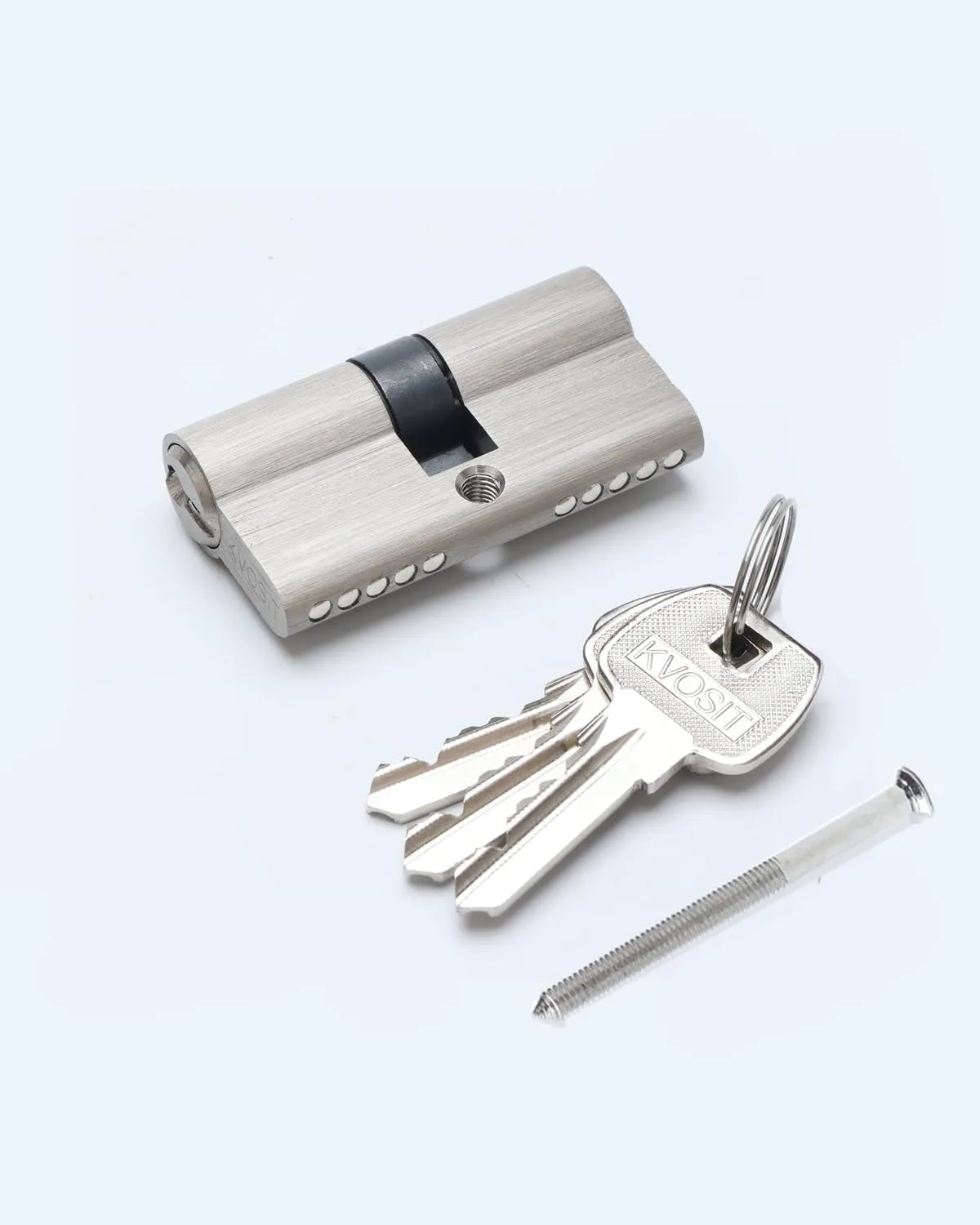 Andersen 60MM Satin Nickel Solid Brass Lock Cylinder with 3 Brass Keys - Storm Door Lock Replacement