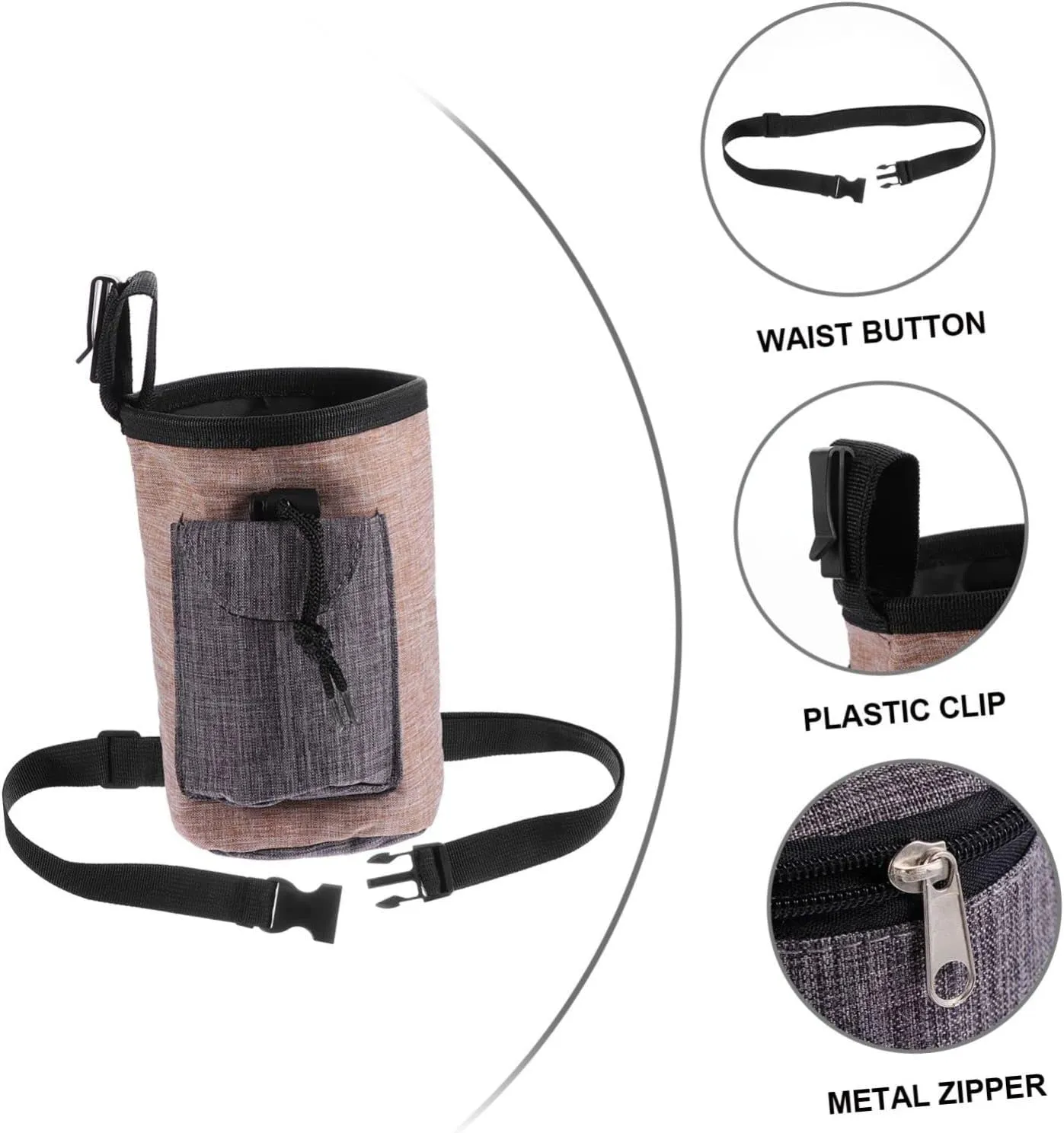 Angoily 2pcs Dog Treat Pouch Training Bag Flax Material Pet Outdoor Travel Reward Waist Bag
