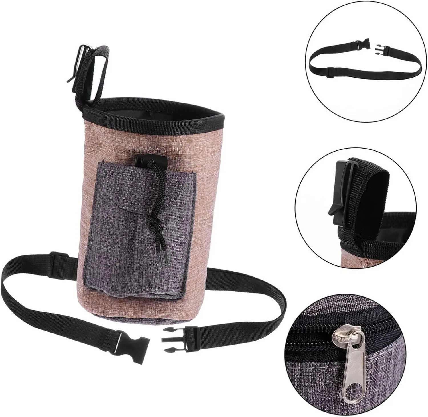Angoily 2pcs Dog Treat Pouch Training Bag Flax Material Pet Outdoor Travel Reward Waist Bag