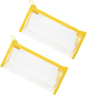 Angoily 2pcs Stationery Bag for School Office Pvc Cosmetic Bag Zipper Portable Pencil Case Random Color