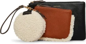 Anne Klein mixed media pouch trio w/wrislet
