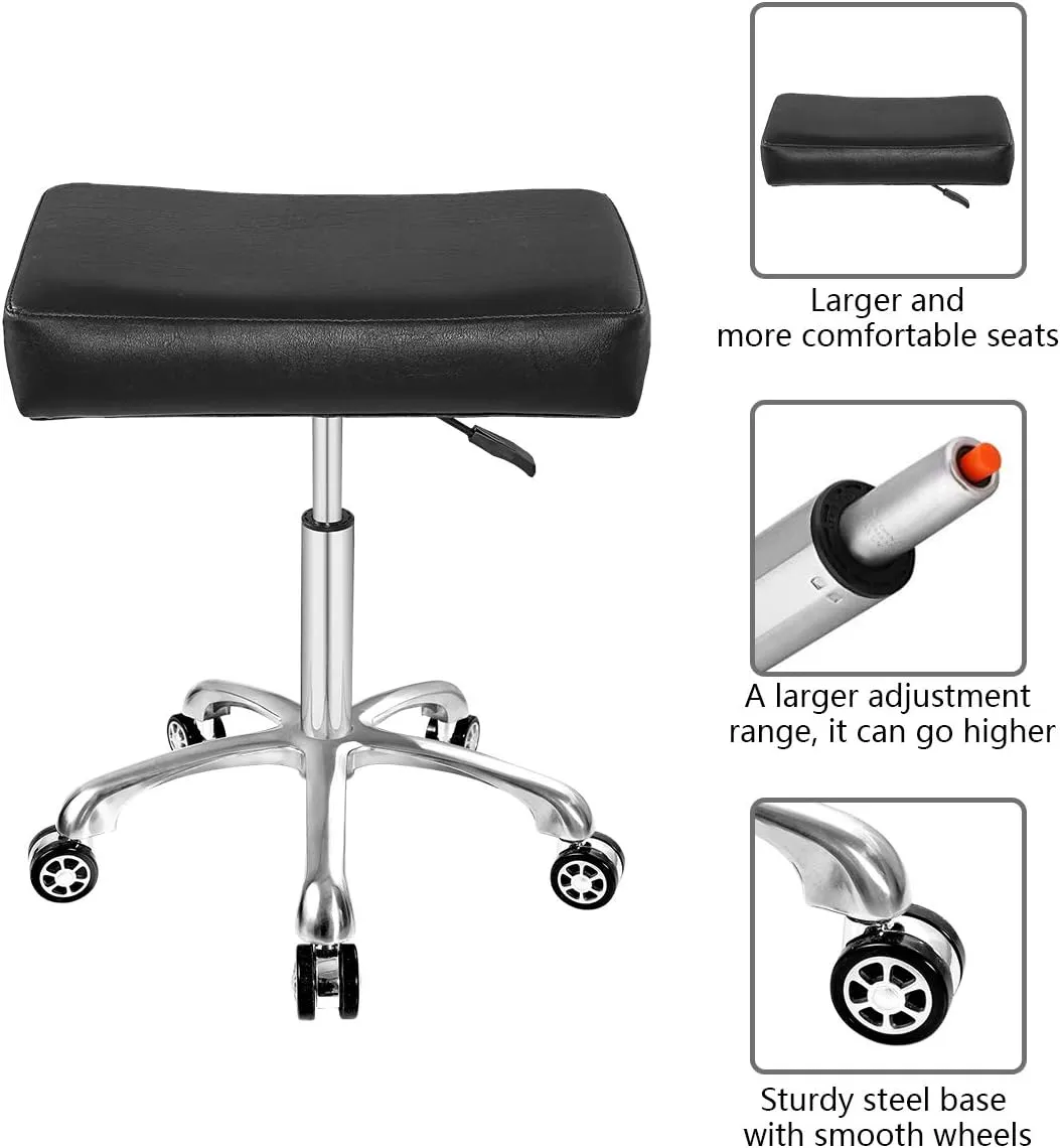 Antlu Adjustable Rolling Swivel Stool Chair for Massage Office Tattoo Kitchen, Work Heavy Duty Hydraulic Stool with Wheels (Black)