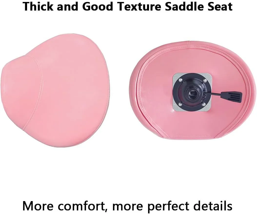 Antlu Saddle Stool Rolling Chair for Massage Clinic Spa Salon Cutting, Saddle Rolling Stool with Wheels Adjustable Height (Pink)