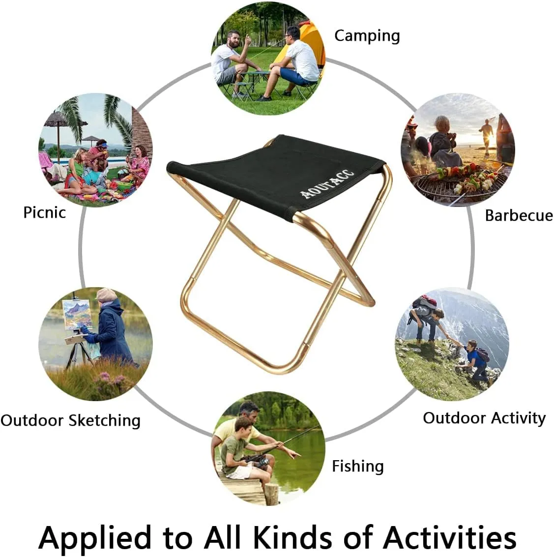 AOUTACC Ultralight Portable Folding Camping Stool for Outdoor Fishing Hiking Backpacking Travelling(XL:13"x14"x15";Large:11.8"x11"x11.4"; Medium:8.3"x9.5"x 11")