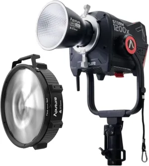 Aputure Storm 1200x Dual-Color Point Source Light Fixture with Advanced Dimming Technology Bundle with Aputure CF12 Bowens Mount Black Fresnel (2 Items)