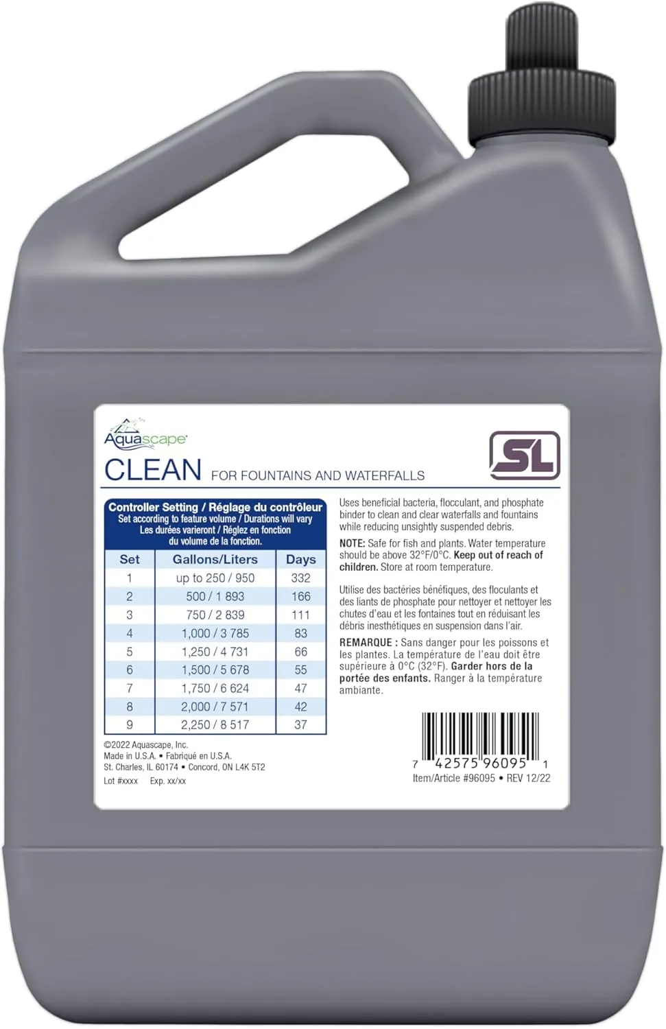 Aquascape Clean Fountain and Waterfall Water Treatment for Dosing System SL, 96095