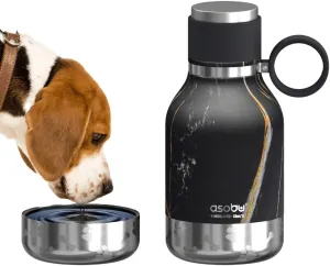 Asobu Dog Bowl Attached to Stainless Steel Insulated Travel Bottle for Human 37oz/1.1 Liter with Detachable Dog Bowl (Midnight Marble)…