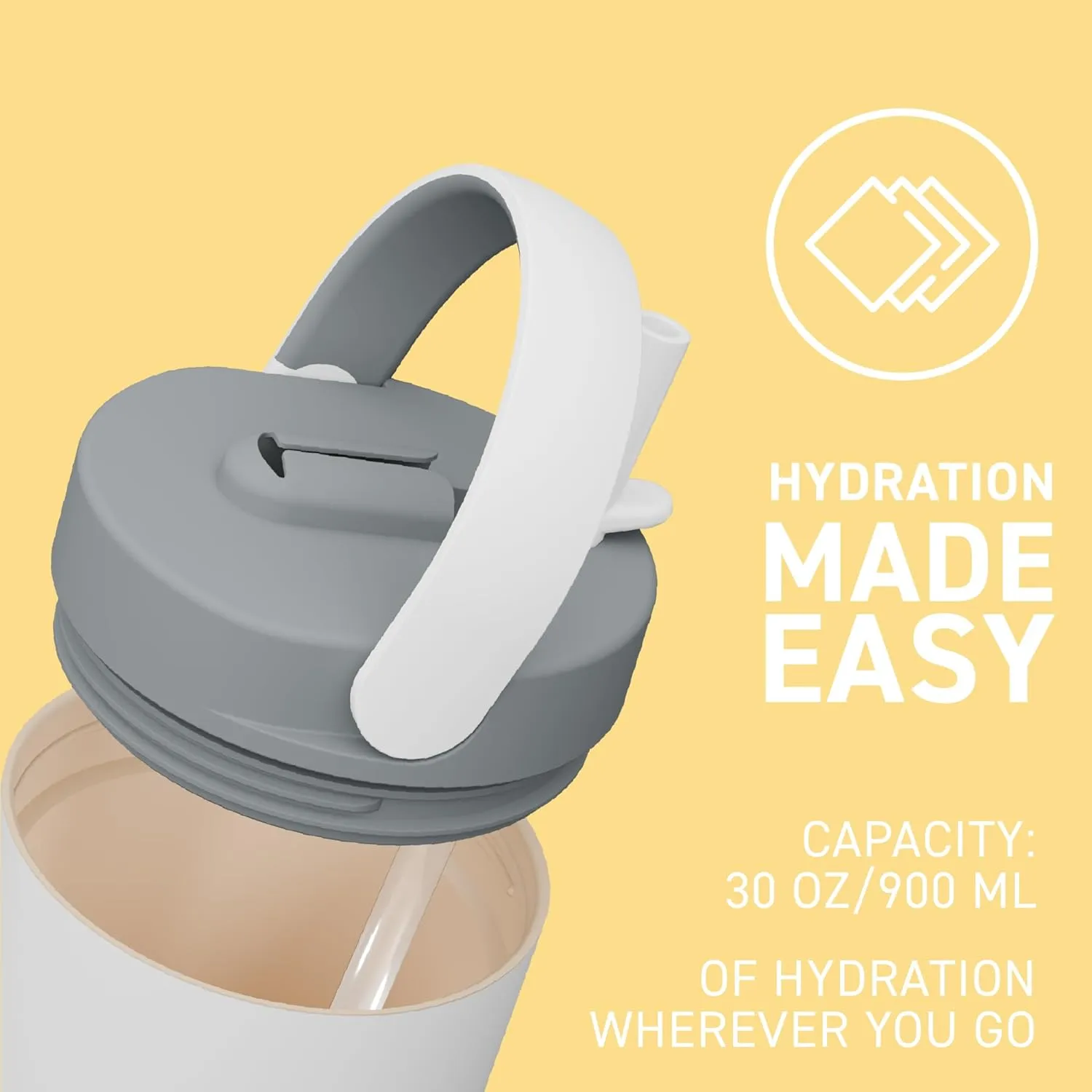 Asobu Orbit 30oz/900ml Water Bottle, Sleek Insulated Bottle with Pop-Up Lid and Carry Handle, Perfect for Iced Coffee, Travel, and Stylish Hydration