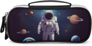 Astronaut Solar System Planets Leather Makeup Bag Portable Small Cosmetic Organizer Waterproof Toiletry Bags Brushes Pencils And Travel Make Up Accessories