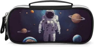 Astronaut Solar System Planets Leather Makeup Bag Portable Small Cosmetic Organizer Waterproof Toiletry Bags Brushes Pencils And Travel Make Up Accessories