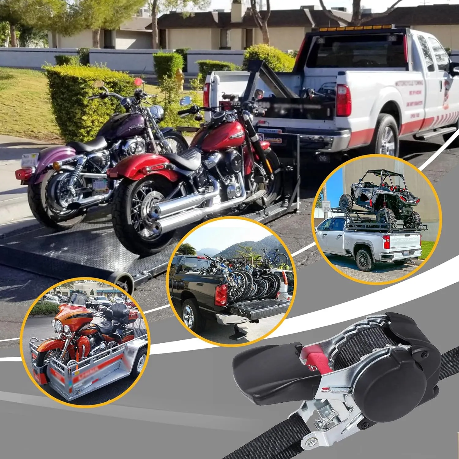 Ayaport Retractable Ratchet Straps Self Retractable Tie Down Straps 1200Lb Break Strength Heavy Duty 12ft for Motorcycle, Dirt Bike, Moving Cargo, Car, Truck Accessories (2, 1" x12')