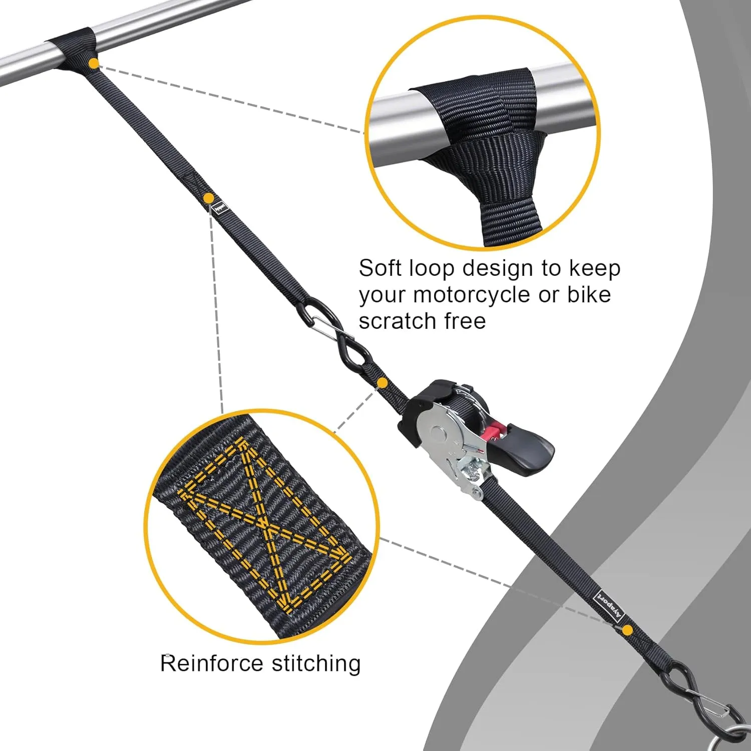 Ayaport Retractable Ratchet Straps Self Retractable Tie Down Straps 1200Lb Break Strength Heavy Duty 12ft for Motorcycle, Dirt Bike, Moving Cargo, Car, Truck Accessories (2, 1" x12')