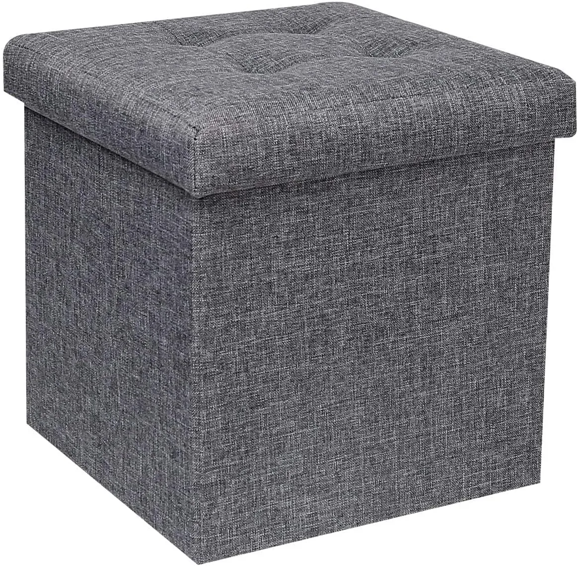 B FSOBEIIALEO Storage Ottoman Cube, Toy Chest Folding Footrest for Living Room Seat, 12.6"X12.6"X12.6" (Linen Grey)