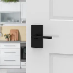 Baldwin PSSQUCFR044 PS.SQU.CFR Square Passage Door Lever Set with 5 Inch Rectangle Rose from The Reserve Collection