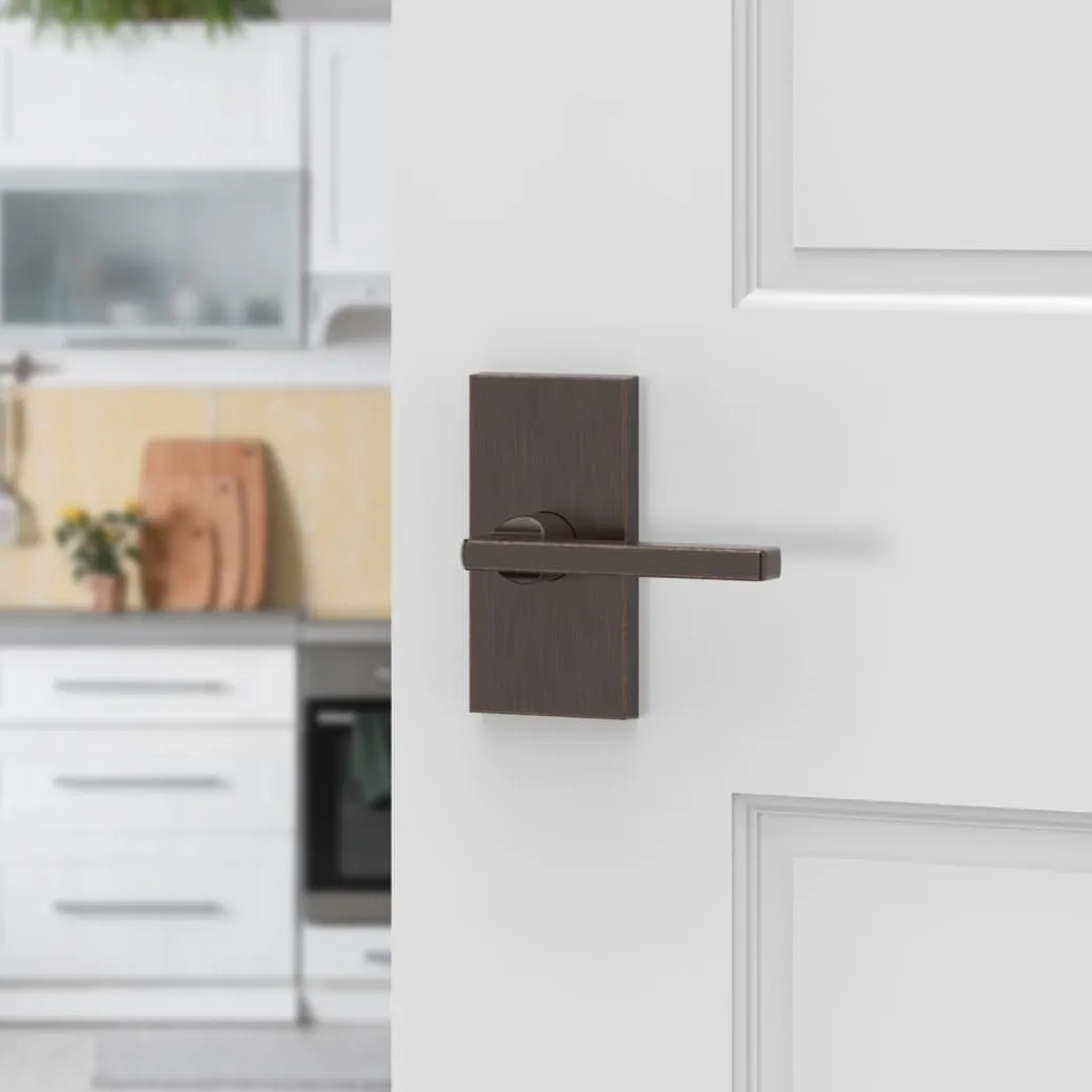 Baldwin PSSQUCFR044 PS.SQU.CFR Square Passage Door Lever Set with 5 Inch Rectangle Rose from The Reserve Collection