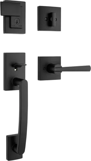Baldwin Spyglass , Front Entry Handleset with Interior Lever, Featuring SmartKey Deadbolt Re-Key Technology, in Matte Black