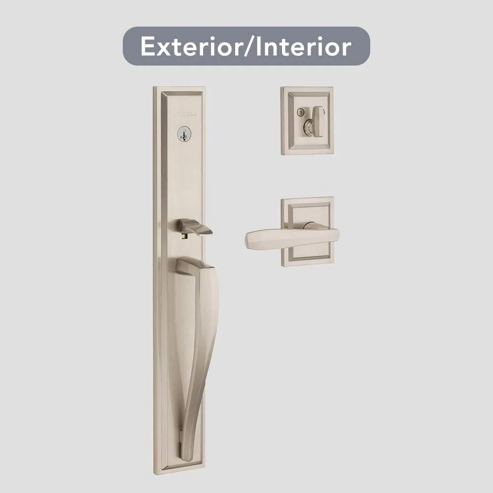 Baldwin Torrey Pines, Front Entry Handleset with Interior Lever, Featuring SmartKey Deadbolt Re-Key Technology and Microban Protection, in Satin Nickel, 20"L x 3.75"W