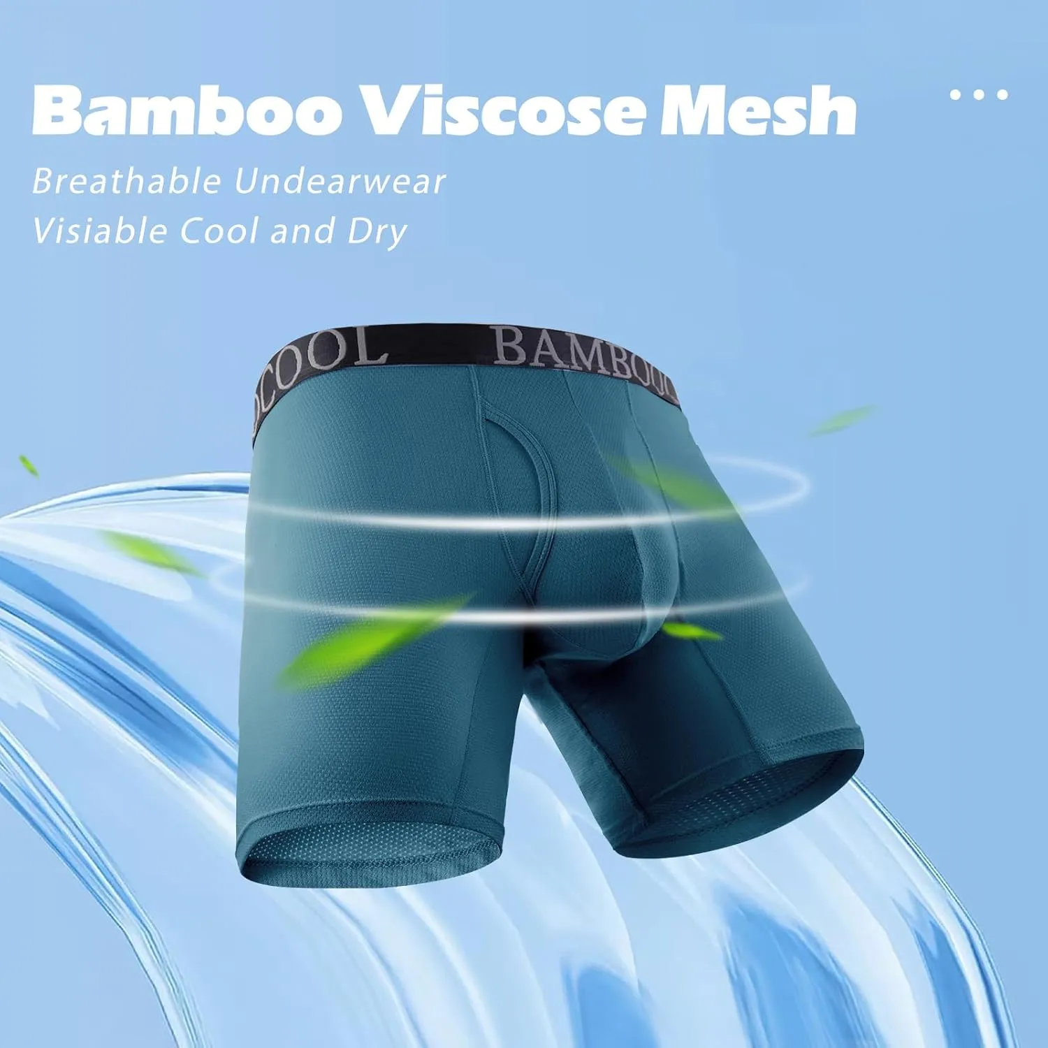 BAMBOO COOL Men's 360° Breathable Mesh Underwear Moisture-Wicking Boxer Briefs Cooling Performance,Multipack