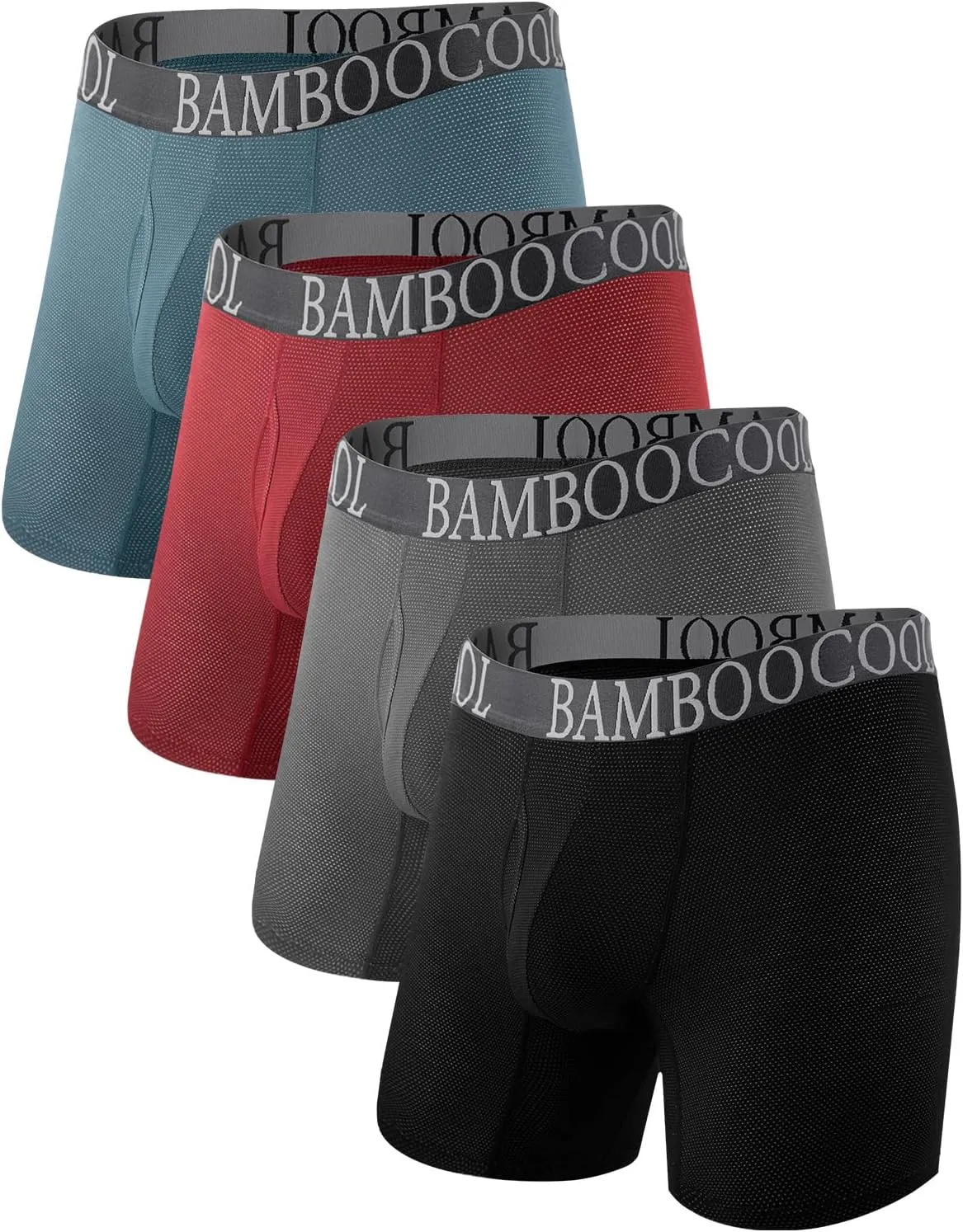 BAMBOO COOL Men's 360° Breathable Mesh Underwear Moisture-Wicking Boxer Briefs Cooling Performance,Multipack