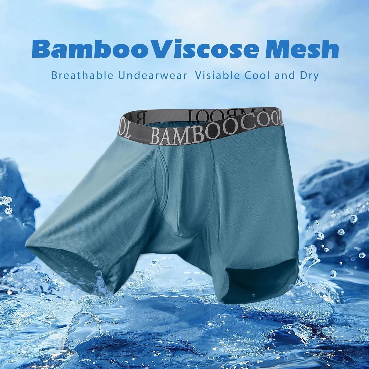 BAMBOO COOL Men's 360° Breathable Mesh Underwear Moisture-Wicking Boxer Briefs Cooling Performance,Multipack