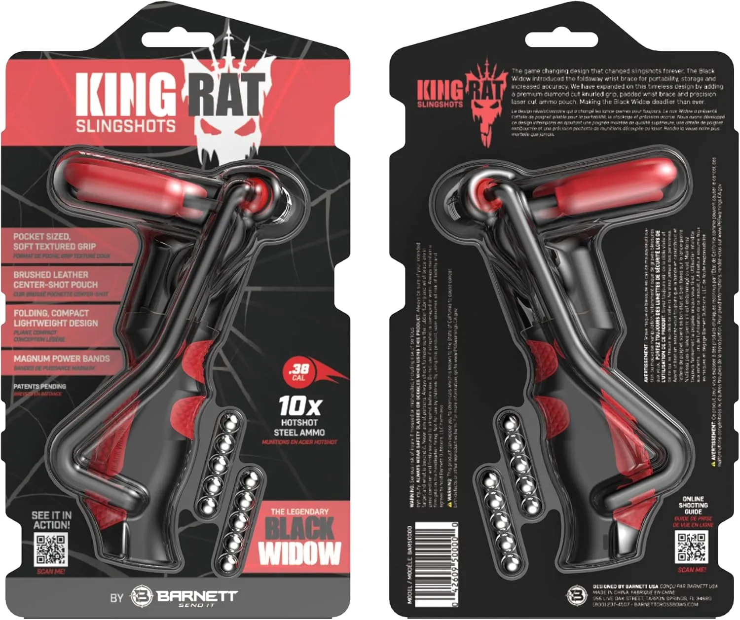 Barnett King Rat Slingshots, Powerful Slingshot for Adults and Kids Alike, Includes Power Band, Brushed Leather Pouch, & Slingshot Ammo