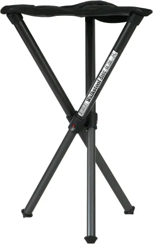 Basic Model - Black Color - 3 Legged Folding Stool in Aluminium - Height 20" to 24" - Maximum Load 330 to 385 lbs - Made in Sweden