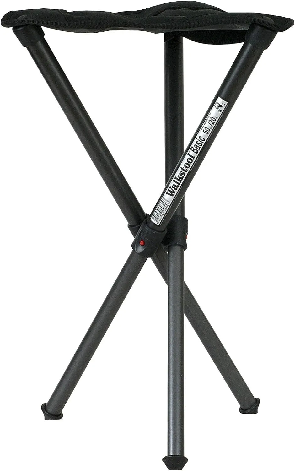 Basic Model - Black Color - 3 Legged Folding Stool in Aluminium - Height 20" to 24" - Maximum Load 330 to 385 lbs - Made in Sweden