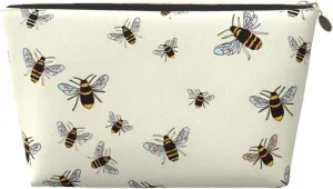 Bees Pattern Cosmetic Bag Travel Makeup Bag Organizer Toiletry Bag with Zipper Storage Pouch Coin Purse Brushes for Women Girls Gifts