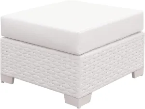 Benjara Benzara Aluminium Square Ottoman with Padded Seat Cushion, White
