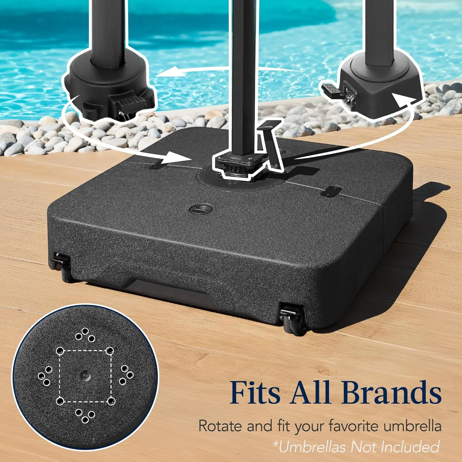 Best Choice Products 330lb Mobile Cantilever Offset Patio Umbrella Base, Universal Fit Heavy-Duty Outdoor Portable Stand w/Wheels Locks, Fillable Weights Set - Black