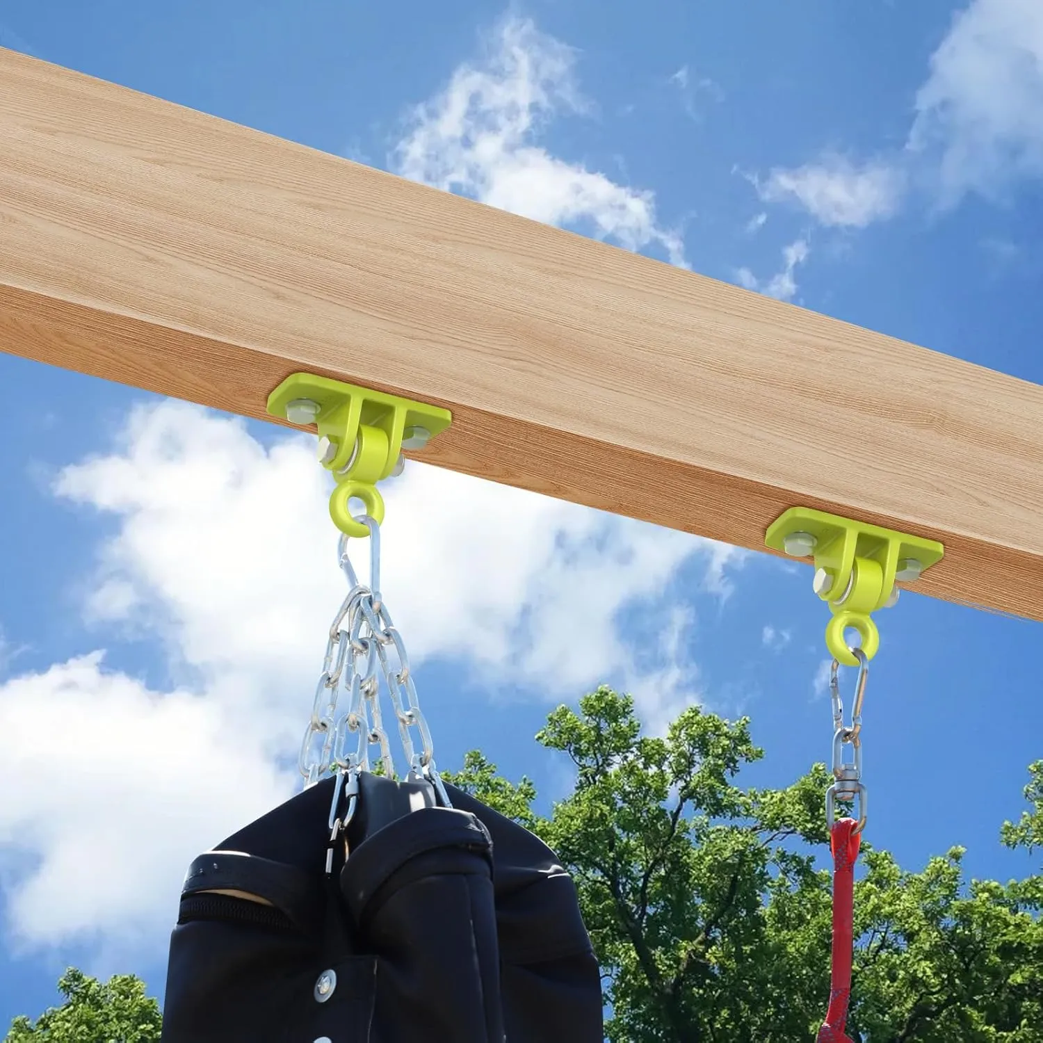 BETOOLL Swing Hangers Heavy Duty Porch Swing Hanging Kit for Ceiling Mounts Playground Tree Swing Hanger Indoor Outdoor Swingset Hardware Brackets Hooks 2400lb Yoga Hammock Accessories Yellow 4PCS