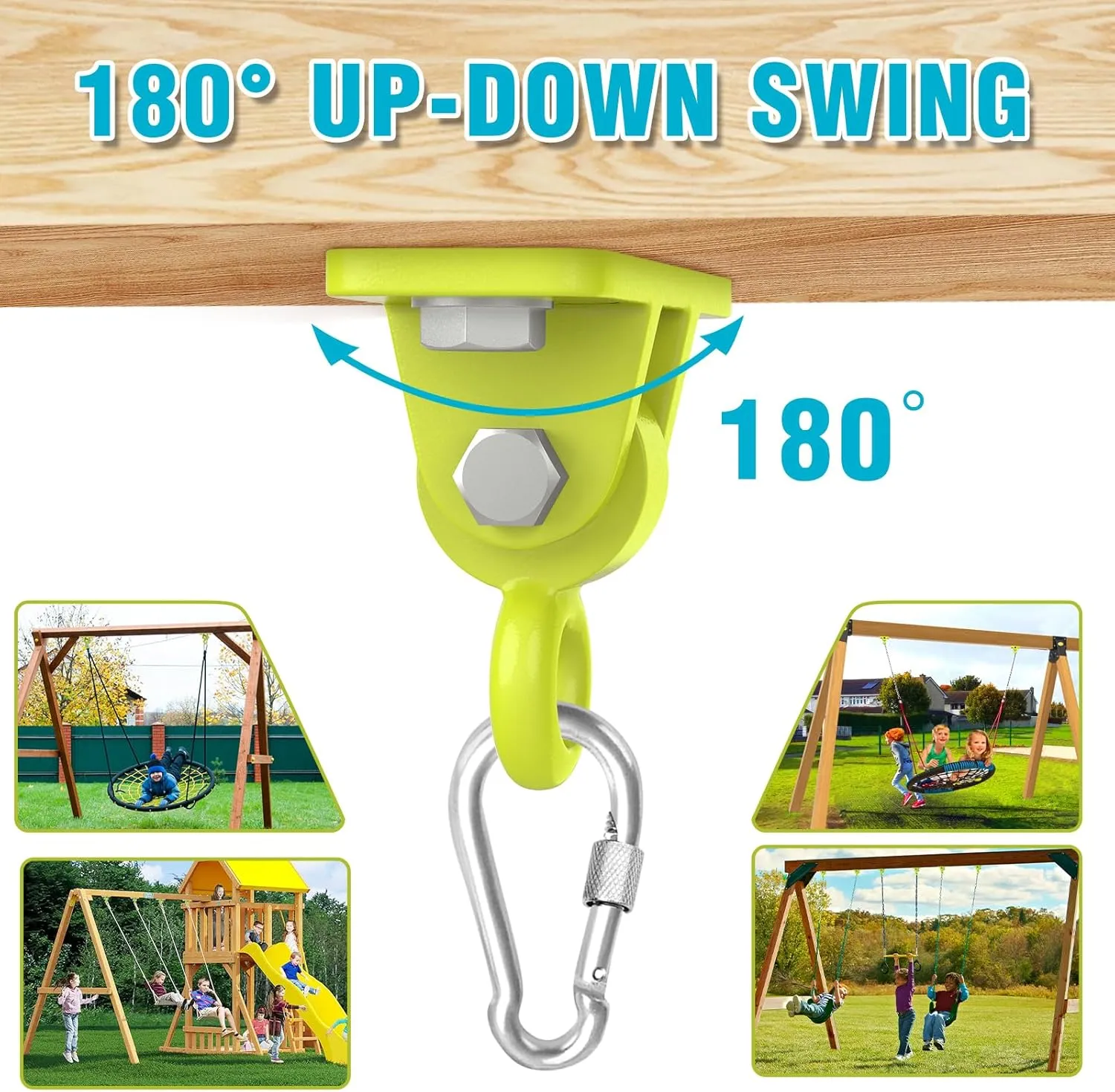 BETOOLL Swing Hangers Heavy Duty Porch Swing Hanging Kit for Ceiling Mounts Playground Tree Swing Hanger Indoor Outdoor Swingset Hardware Brackets Hooks 2400lb Yoga Hammock Accessories Yellow 4PCS