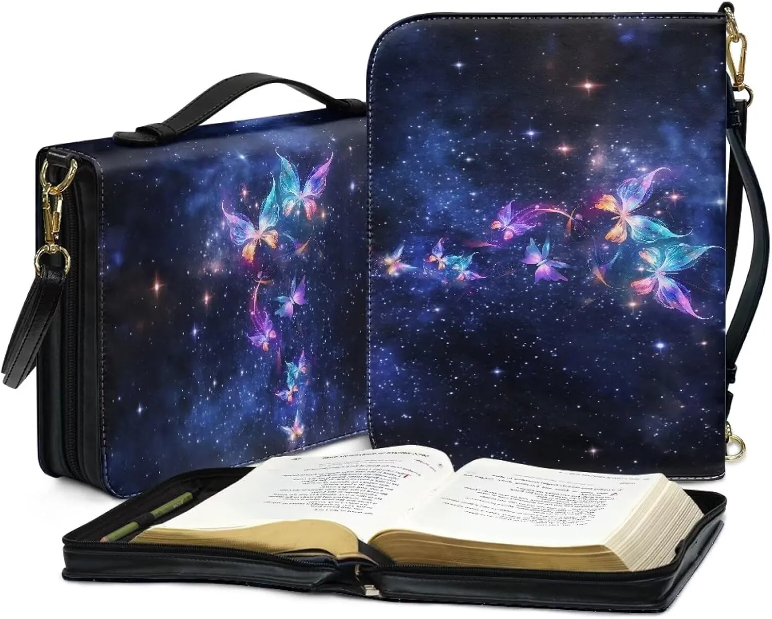 Bible Covers for Women Men Leather Bible Cover Case with Handle Church Carrying Tote Handbag