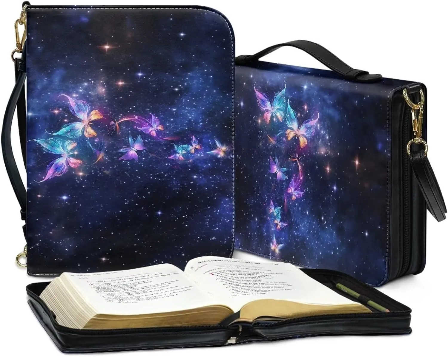 Bible Covers for Women Men Leather Bible Cover Case with Handle Church Carrying Tote Handbag