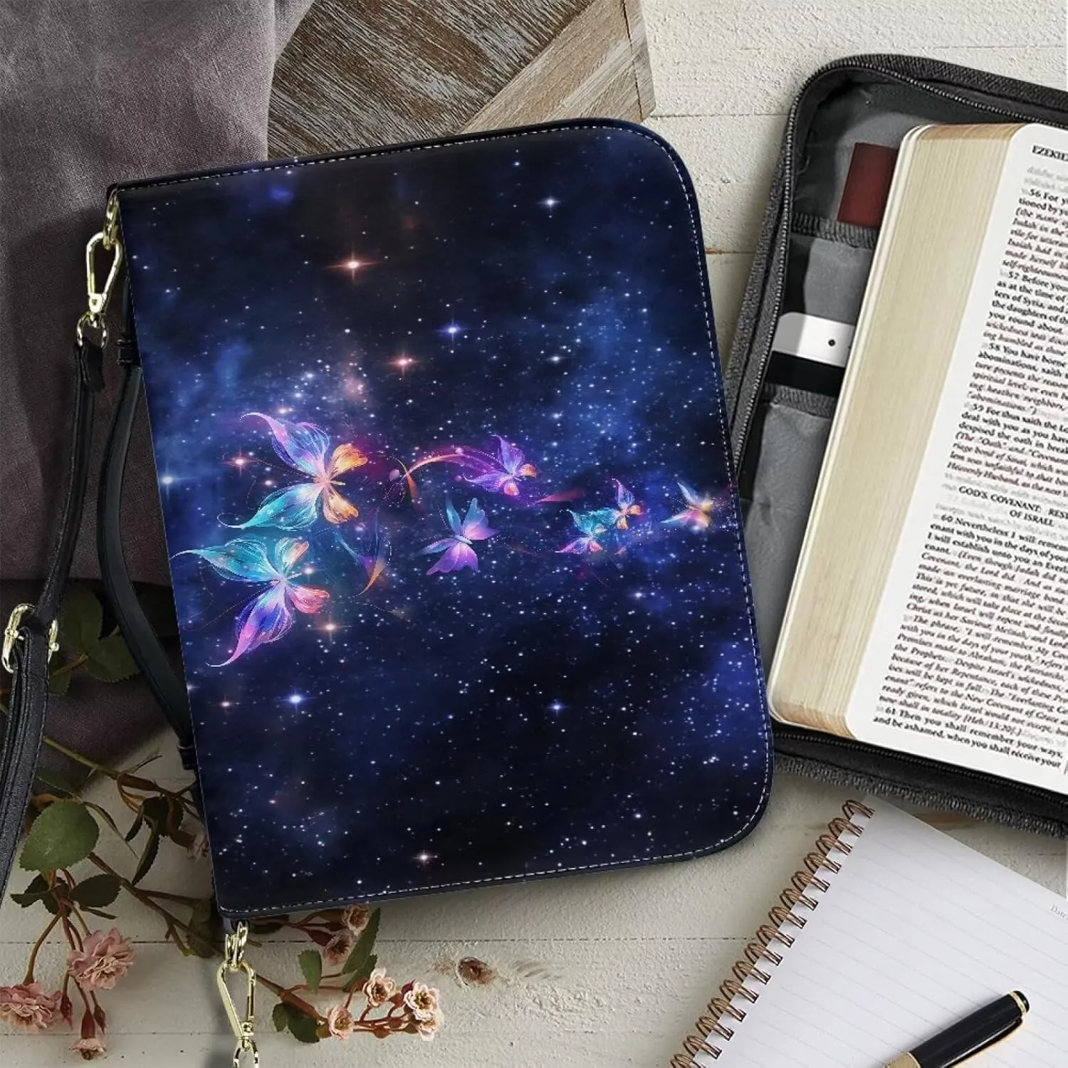 Bible Covers for Women Men Leather Bible Cover Case with Handle Church Carrying Tote Handbag
