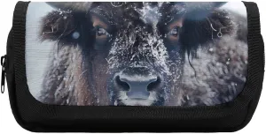 Bison Snowstorm Pencil Case Portable Pencil Pouch Pen Bag Large Capacity Stationery Bag for Home Office