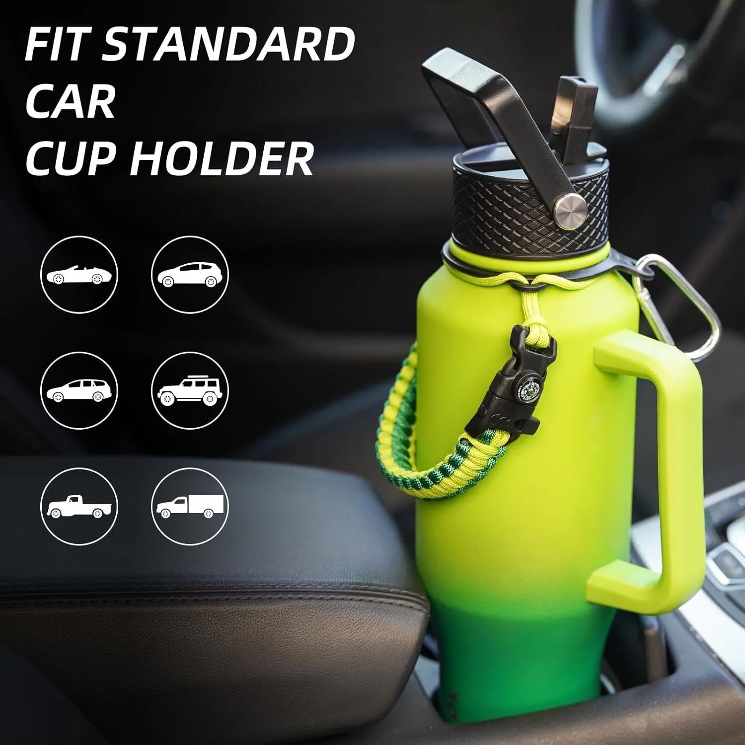 BJPKPK Insulated Water Bottles with Straw Lid, 23oz Metal Water Bottle with 2 lids & Paracord Strap, Double Wall Stainless Steel Vacuum Tumblers, Cups, Mugs, Thermos for Hot& Cold Drinks, Fresh Green